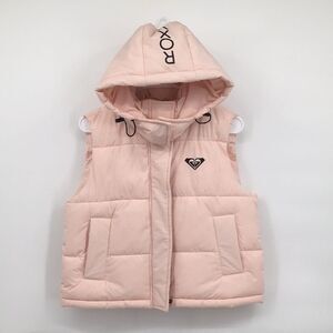 Roxy Pink Puffer Vest with Hood size Medium Juniors